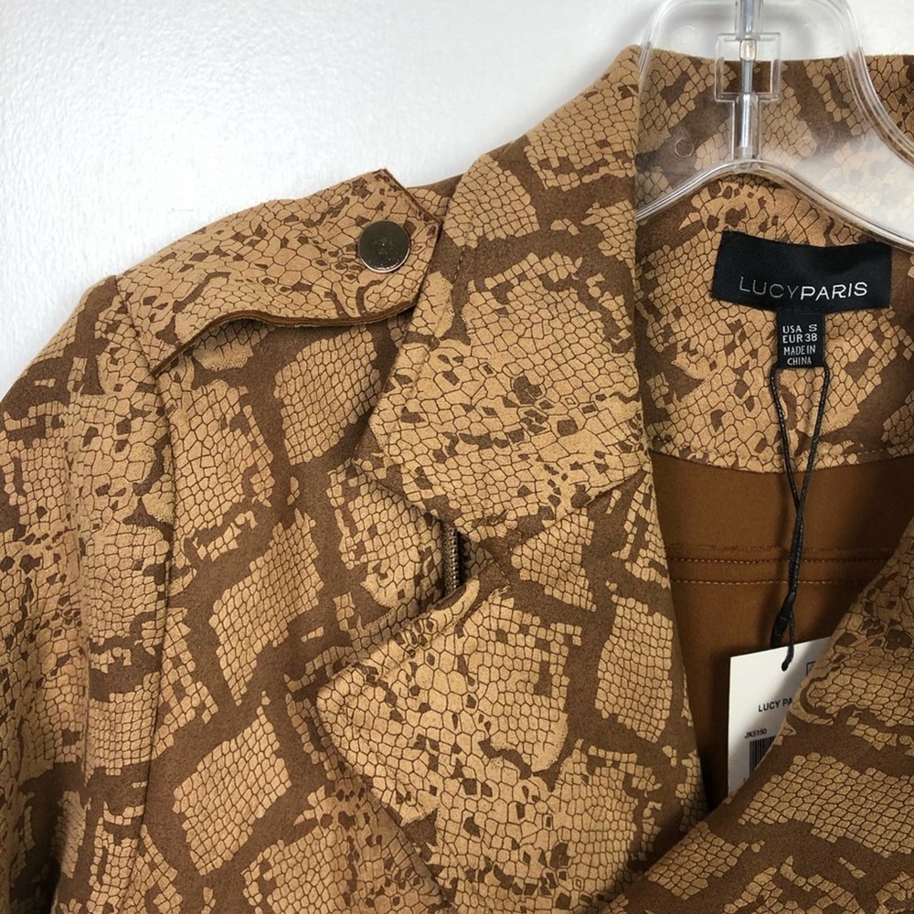Lucy Paris Snakeskin Moto Jacket Brown Tan Size Small - Picture 5 of 10